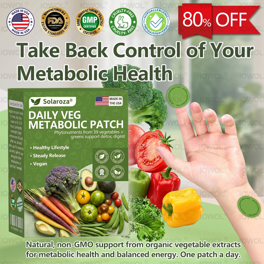 🌿 Official US Stockist | Solaroza® Daily Vegetable Metabolic Patch Harnessing organic plant extracts and phytonutrients from 39 vegetables and leafy greens. Our patches support natural detox, healthy digestion, and metabolic reset