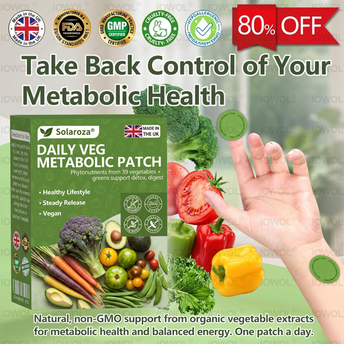 🌿 Official UK Stockist | Solaroza® Daily Vegetable Metabolic Patch Harnessing organic plant extracts and phytonutrients from 39 vegetables and leafy greens. Our patches support natural detox, healthy digestion, and metabolic reset