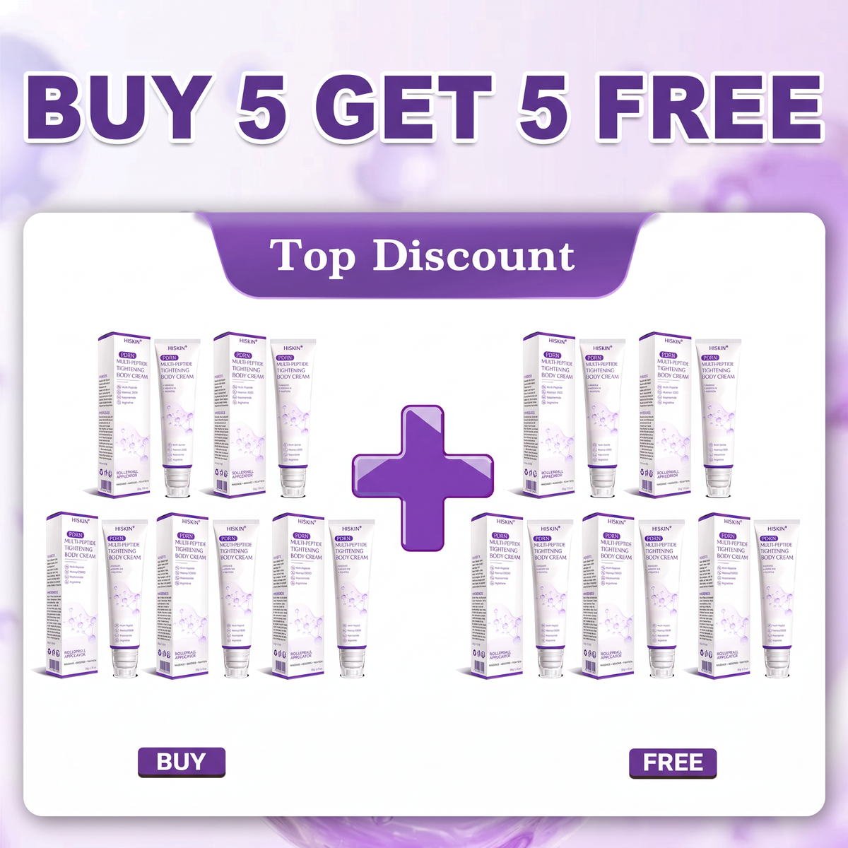 HISKIN®💟PDRN Multi-Peptide Massaging Body Roller Cream- Anti-aging, Hydrating, Skin Firming & Lifting, Skin Repair, Even Tone, Acne and Dark Spot Treatment, Wart and Mole Removal, and Psoriasis Relief