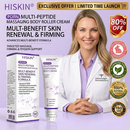 HISKIN®💟PDRN Multi-Peptide Massaging Body Roller Cream- Anti-aging, Hydrating, Skin Firming & Lifting, Skin Repair, Even Tone, Acne and Dark Spot Treatment, Wart and Mole Removal, and Psoriasis Relief