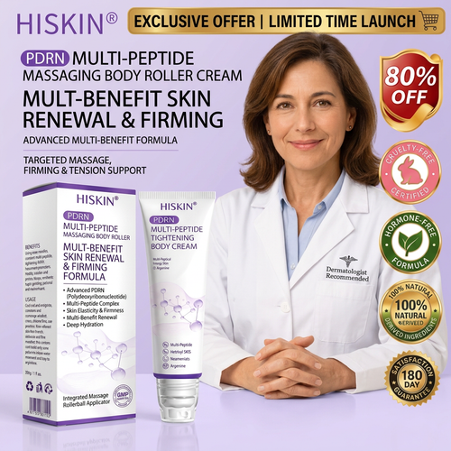 HISKIN®💟PDRN Multi-Peptide Massaging Body Roller Cream- Anti-aging, Hydrating, Skin Firming & Lifting, Skin Repair, Even Tone, Acne and Dark Spot Treatment, Wart and Mole Removal, and Psoriasis Relief
